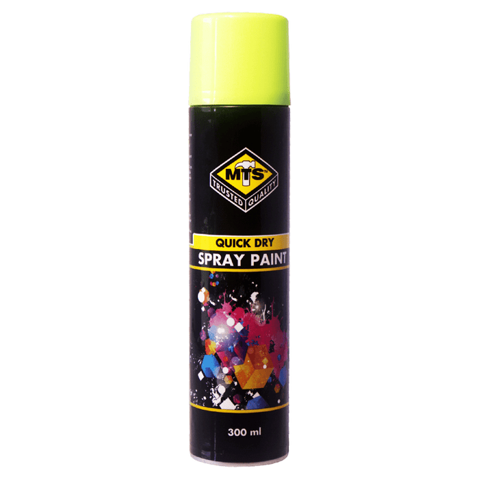 MTS Fluorescent Yellow Spray Paint - Quick Dry, 300ml. Brighten any surface, indoors or out. Buy now!