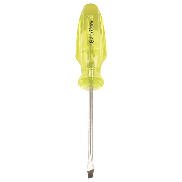 Yellow Handle Flathead Screwdriver - MTS4320 - Plastic Handled Slotted Screwdriver - Chavda.com