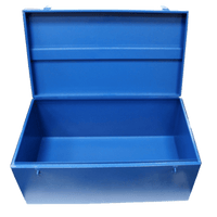 Blue Steel Tool Trunk - Lockable, Heavy-Duty Storage for Tools