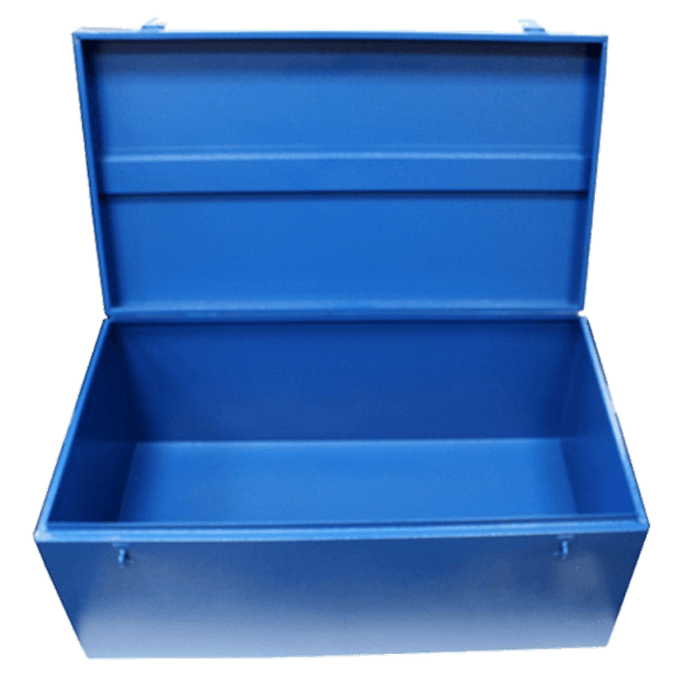 Blue Steel Tool Trunk - Lockable, Heavy-Duty Storage for Tools