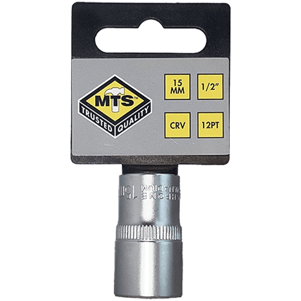MTS 15mm Socket 1/2" Drive Bi-Hex CRV MTS8015 - Chrome Vanadium Steel Socket for Mechanics and DIY - Shop Now!