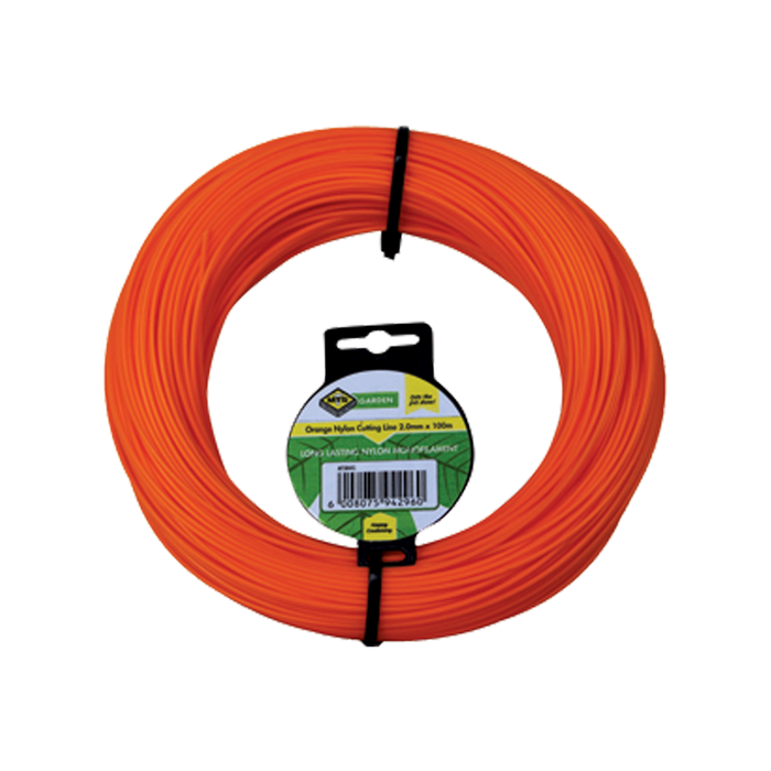 Orange Trimmer Line 2.0mm x 100m - Durable Nylon Weed Eater String