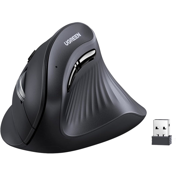 UGREEN Multi-Mode Vertical Mouse Bluetooth and 2.4G Wireless–Black-MU008-25444