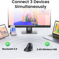 UGREEN Multi-Mode Vertical Mouse Bluetooth and 2.4G Wireless–Black-MU008-25444