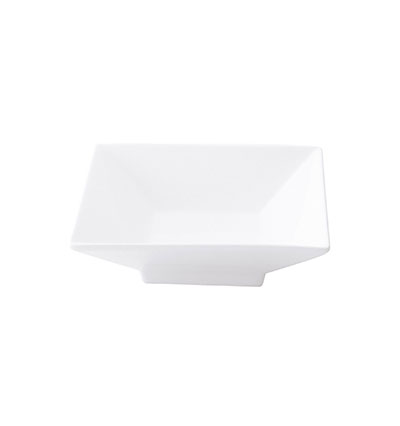 FORTIS ACCENT White Square Footed Bowl 11cm | Modern Ceramic Serving Bowl