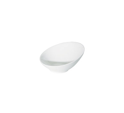 White Slant Bowl 18cm - FORTIS ACCENT NG7164-18 - Modern Ceramic Tableware for Dining and Serving