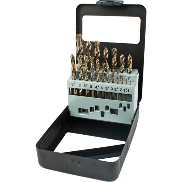 Tork Craft Cobalt Drill Bit Set 19pc, 1-10mm - High-Speed Steel (HSS) Drill Bits