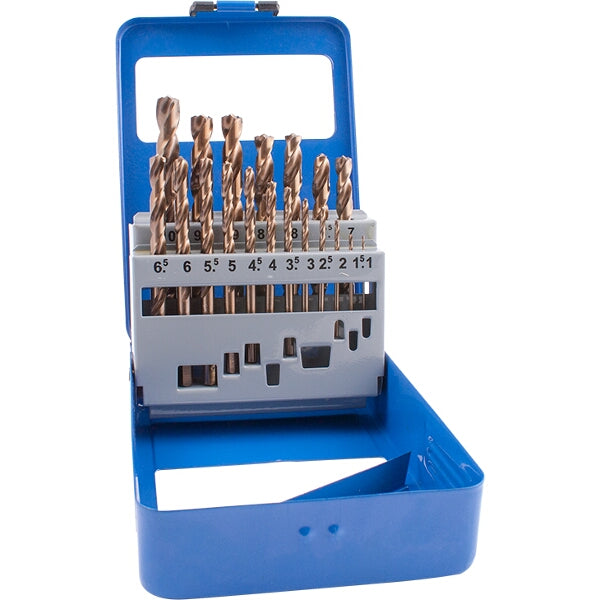 TORK CRAFT Drill Bit Set - 19 Piece Turbo Point - 1-10mm - High-Speed Steel (HSS)