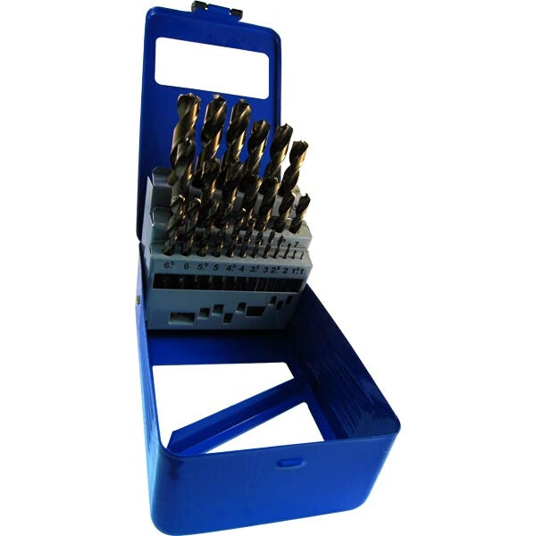 Tork Craft 25 Piece Drill Bit Set - 1-13mm Turbo Point Metric Sizes - Wood, Metal Drilling
