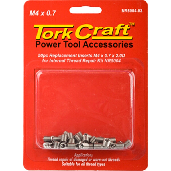 Tork Craft M4 x 0.7 Thread Repair Inserts for Power Tools - 50pc Replacement Kit