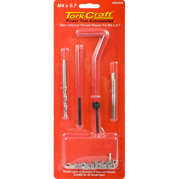 Tork Craft 29pc M4 x 0.7 Thread Repair Kit - Internal Thread Repair for Damaged Screws