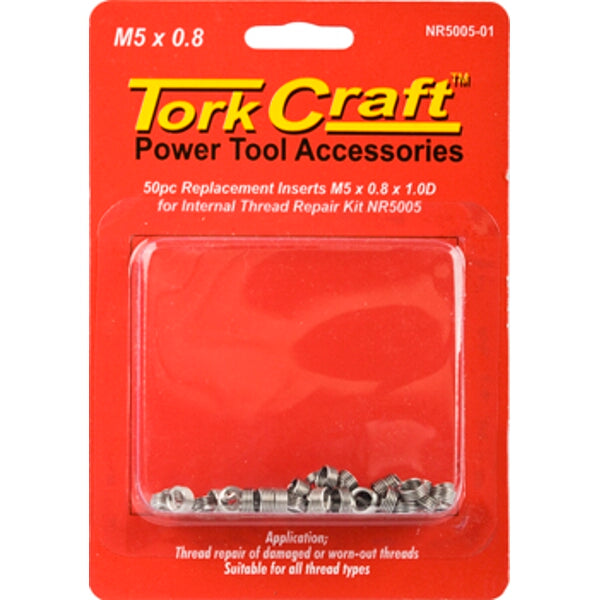 Tork Craft Thread Repair Inserts M5 x 0.8 - 50 pc Replacement Inserts for NR5005 Internal Thread Repair Kit