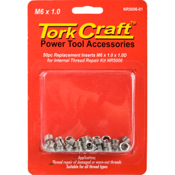 Tork Craft M6 x 1.0 Thread Repair Inserts NR5006-01, Internal Thread Repair Kit, Replacement Inserts, Power Tool Accessories