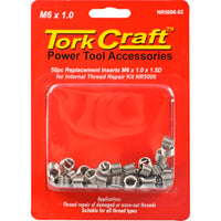 Tork Craft M6 x 1.0 Thread Repair Kit Inserts - 50pc Replacement for Damaged Threads, Power Tool Accessories NR5006-02