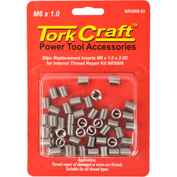 Tork Craft M6 x 1.0 Thread Repair Inserts (50pc) - Power Tool Accessories for Internal Thread Repair