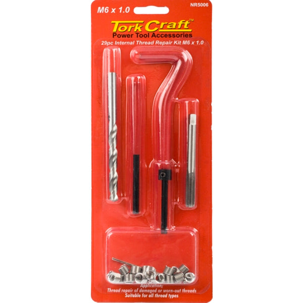 Tork Craft M6 x 1.0 Internal Thread Repair Kit - 29 Piece Power Tool Accessory for Damaged Threads