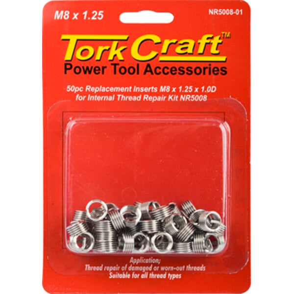 TorkCraft M8 x 1.25 Thread Repair Inserts - 50pc Power Tool Accessories