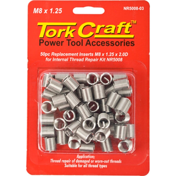 Tork Craft M8 x 1.25 Thread Repair Inserts - Replacement for NR5008 Kit, 50 pcs