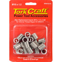 Tork Craft M10 x 1.5 Thread Repair Inserts - 20pc Replacement for Damaged Threads - Internal Thread Repair Kit NR5010
