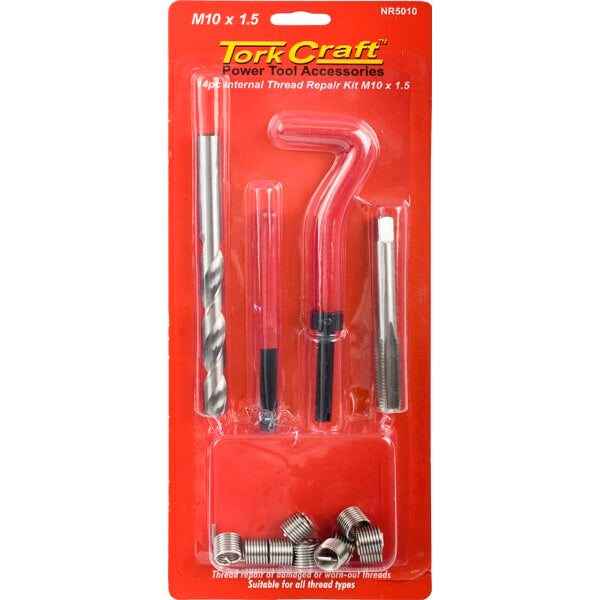 Tork Craft M10 x 1.5 Thread Repair Kit - 14pc Internal Thread Restoration for Power Tool Accessories