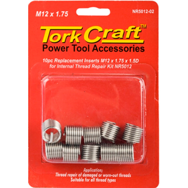 Tork Craft M12 x 1.75 Thread Repair Insert Kit - Replacement Inserts for Internal Thread Repair, NR5012