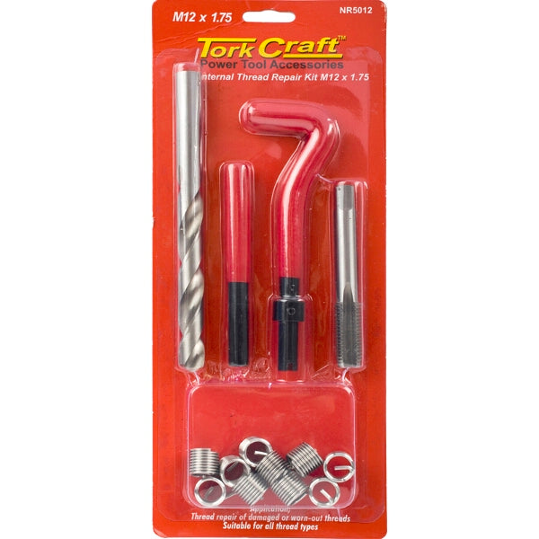 Tork Craft Thread Repair Kit M12x1.75 | Internal Thread Repair Tool for Power Tools | Damaged Thread Repair Solution