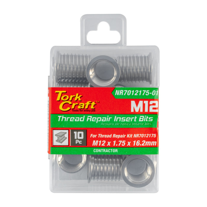 TORK CRAFT : Repl. Insert 10pc M12 X 1.75 X 16.2mm S/steel For Nr7012175 : NR7012175-01