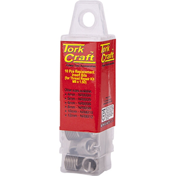 Tork Craft M8x1.5 Thread Repair Inserts - 10 Piece Replacement Set. Thread Repair Kit Accessories