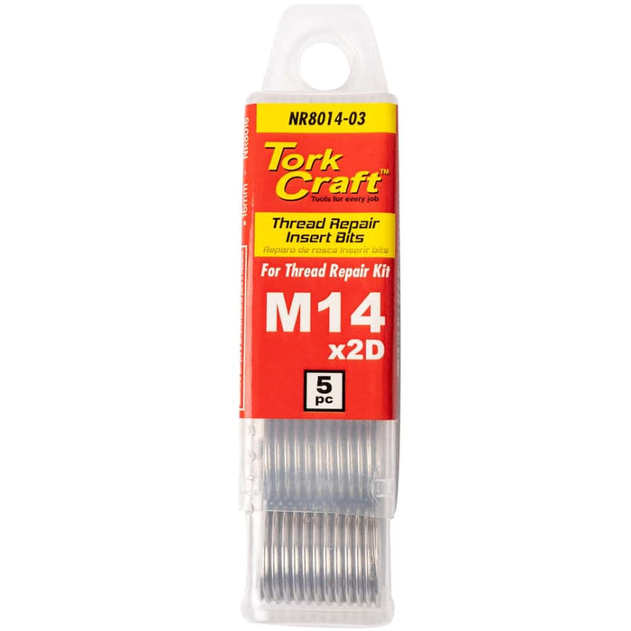 Tork Craft M14 x 2D Thread Repair Insert Bits - 5 pc Kit | Thread Repair Inserts