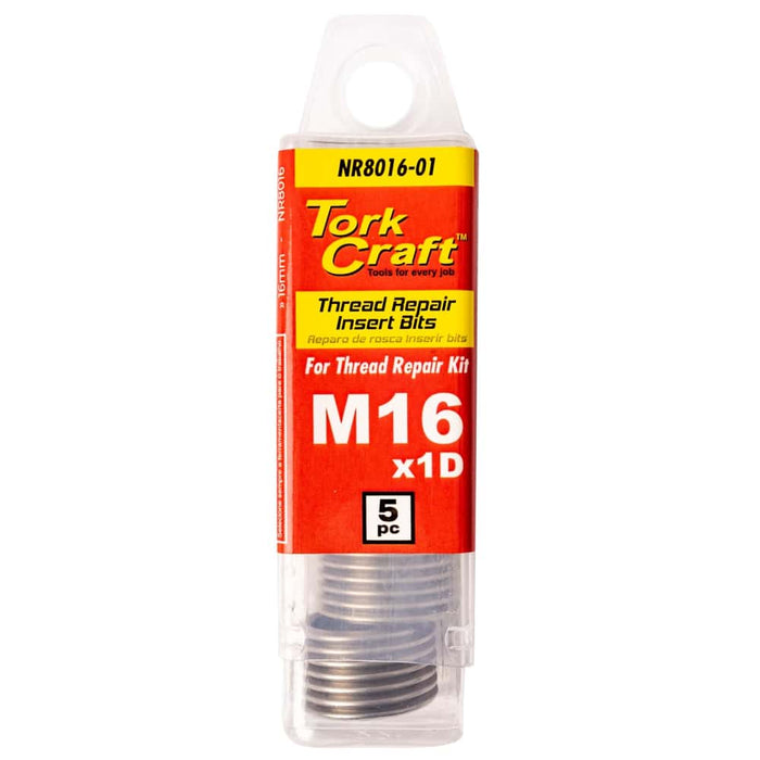 Torq-Craft M16 x 1D Thread Repair Insert Kit (5 Pcs). Replacement inserts for thread repair kits.