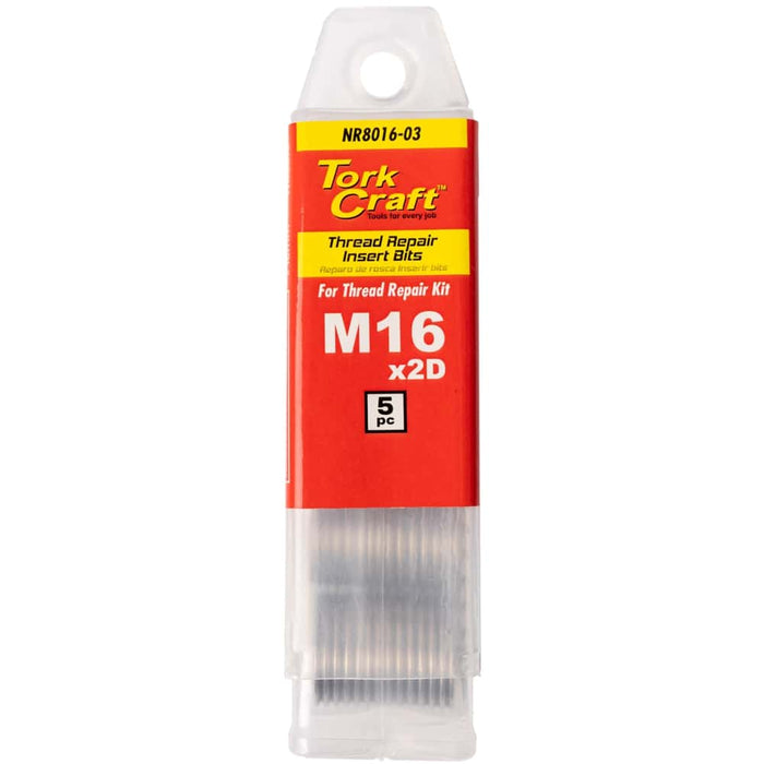 Tork Craft Thread Repair Insert Bits M16 x 2D - 5 pc set, for thread repair kits