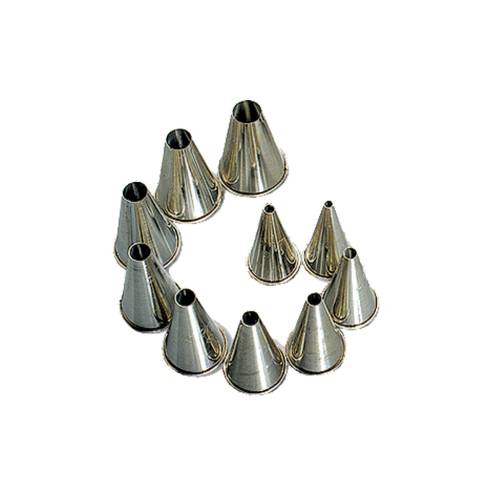 Metal Piping Nozzles Set - 10 Plain Tips for Cake Decorating - OTHER BRANDS