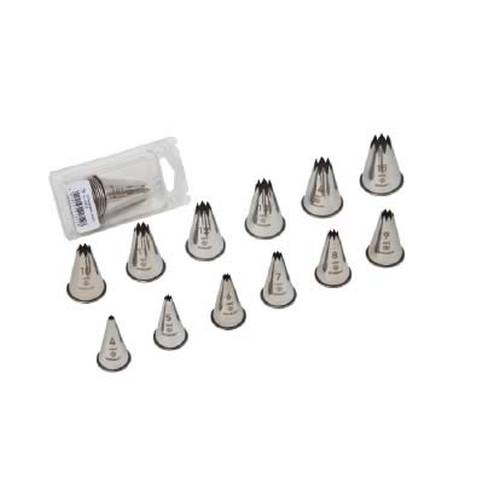 Chavda Star Nozzle Set: 12 Stainless Steel Cake Decorating Tips - Professional Icing Nozzles for Baking
