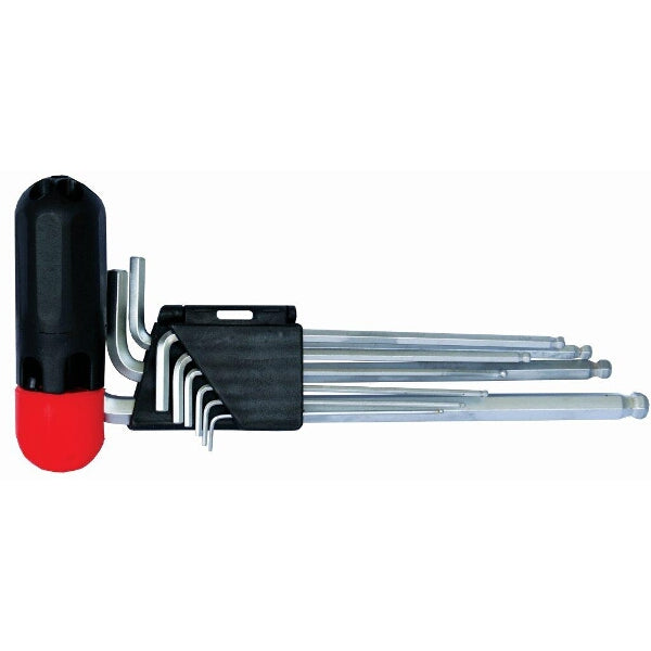 9PC Ball Point Allen Key Set with Interchangeable Handle - Metric Hex Keys, Chrome Vanadium Steel