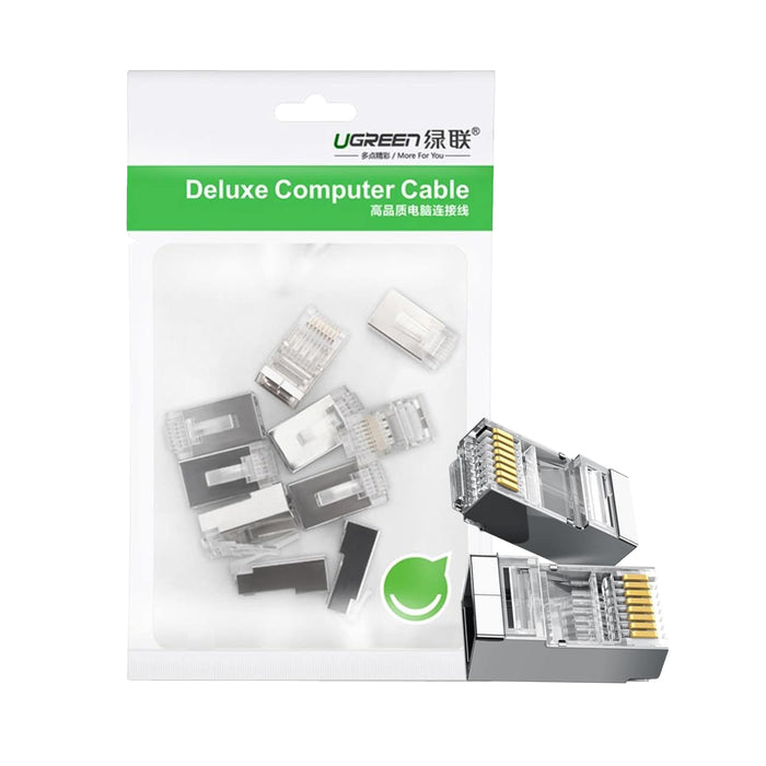 UGREEN NW111 RJ45 Cat6 Ethernet Network Head 100 Pack - Silver/Transparent-NW111-50248