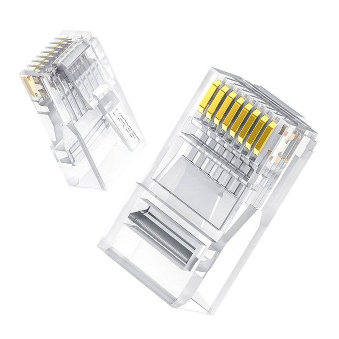 UGREEN Cat6 RJ45 Modular Plugs - Transparent with Gold Contacts (10 Pieces)-NW120-50961