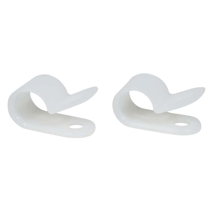 White Nylon P Clips 9.5mm for Cable Management - Cable Clips, Wiring Clips