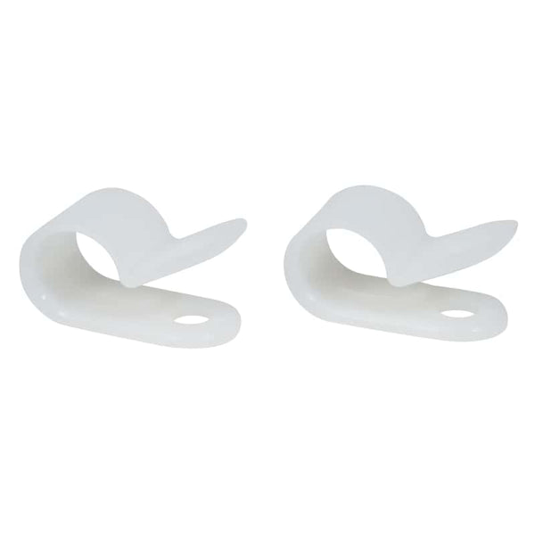 White Nylon P Clips 9.5mm for Cable Management - Cable Clips, Wiring Clips