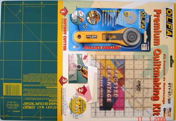 OLFA QUILTING KIT WITH ROTARY CUTTER&RULE & MAT