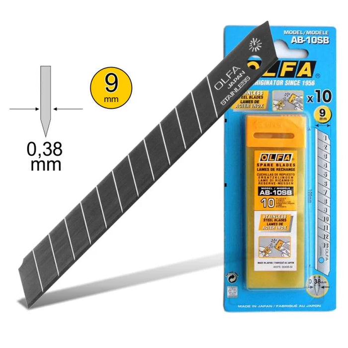 Olfa | Blades Stainless Steel 10Pk 9mm - AB10SB