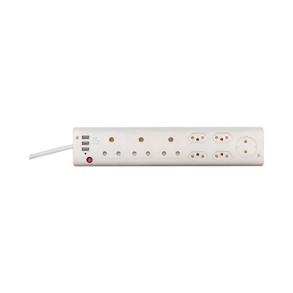 8-PORT M PLUG 3X16A(4X16A)(1X10A)(3X2.1A USB)09USB - PWR-MP-8P-USB