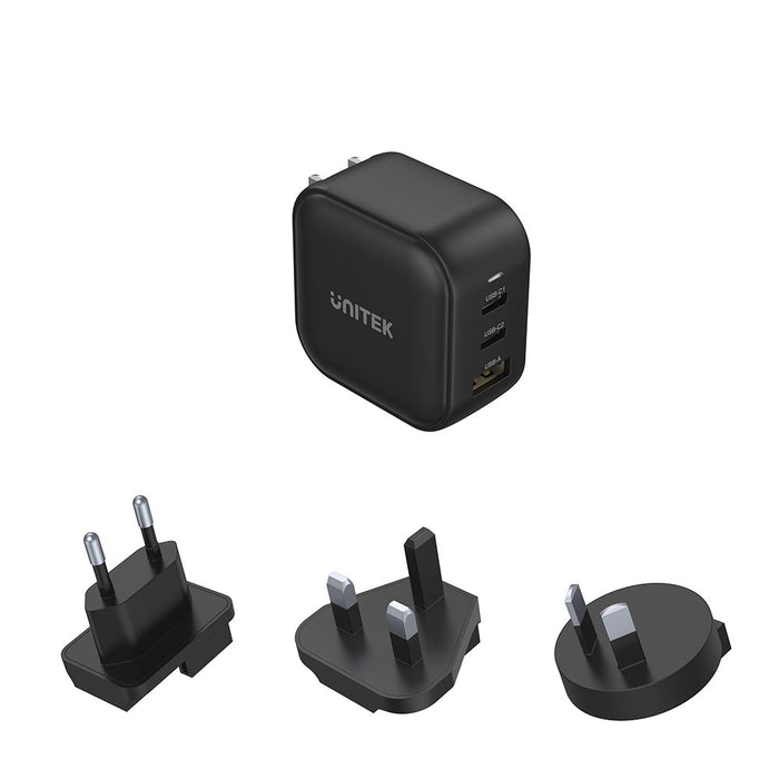 UNITEK 66W 3P USB TRAVEL CHARGER BLK (P1108ABK)* - USB-3P-CHARGE-PD-U