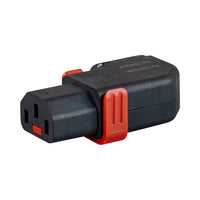 IECLOCK FEMALE KETTLE LOCKABLE CONNECTOR - RIGHT-ANGLED AND REWIREABLE - PWR-C13-IEC-LK-RIGHT