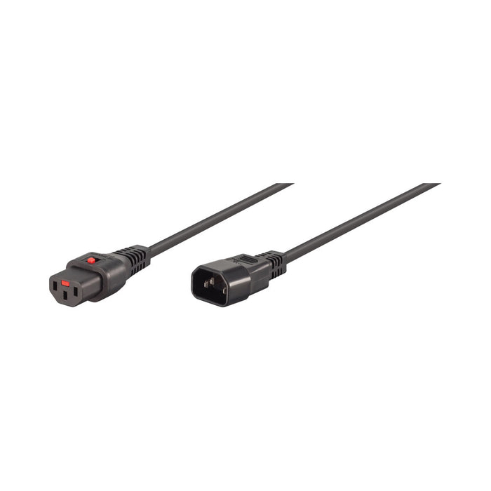2M C13 F TO C14 M LOCKABLE POWER CABLE BLACK - CAB-C13-C14-2M-LK-BK