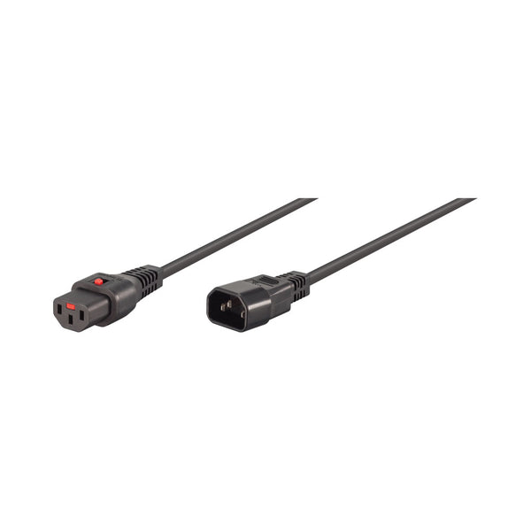 2M C13 F TO C14 M LOCKABLE POWER CABLE BLACK - CAB-C13-C14-2M-LK-BK