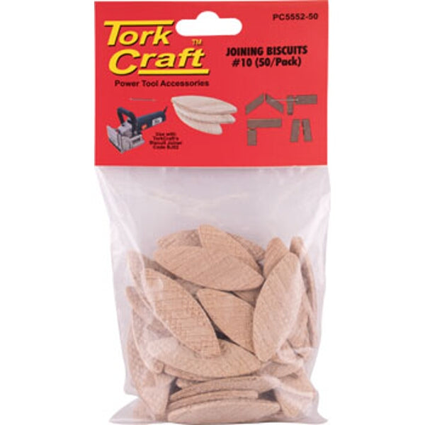 TorkCraft #10 Wood Joining Biscuits - 50 Pack - Woodworking Joints, Biscuit Joiner Accessories