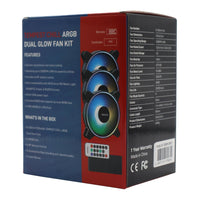 PCBuilder TEMPEST CHILL ARGB Fans: 3x120mm Dual Glow Fan Kit with Controller & Remote. PC Cooling Solution.
