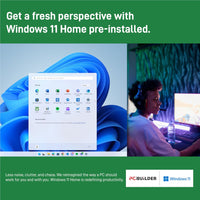 Ryzen 7 5700G PC Builder Desktop PC with Windows 11, Motherboard, CPU, SSD, and RAM components.