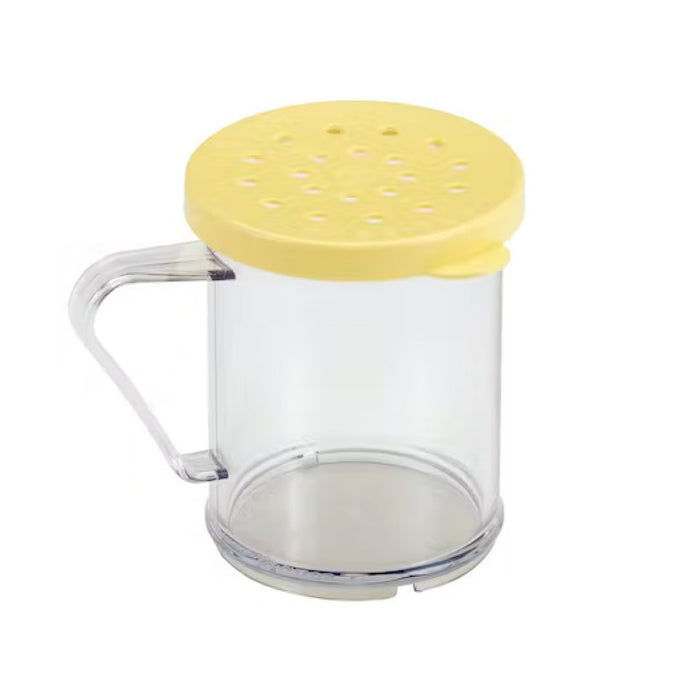 CAMBRO Clear Polycarbonate Cheese Shaker PCS0135 - Durable shaker with handle for parmesan or spices.