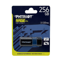 Patriot Rage Lite 256GB USB3.2 Flash Drive - Black-PEF256GRLB32U